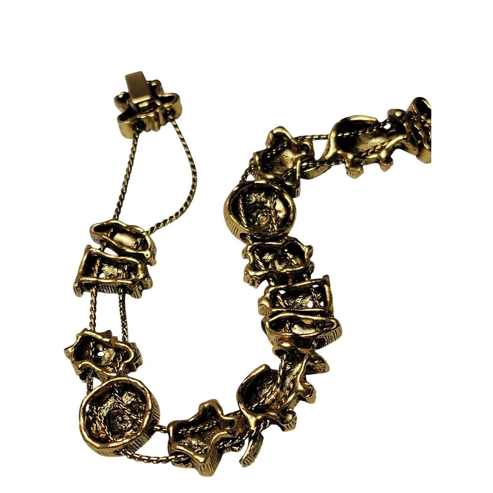 Vintage Texas Slide Charm Bracelet Gold Tone Cowboy Hat Armadillo Chili Pepper - Picture 4 of 6